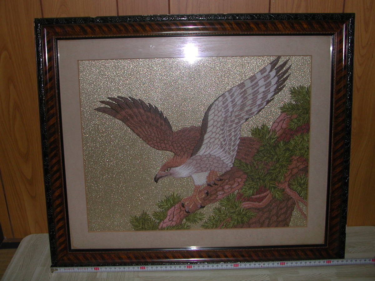 Yahoo!オークション - 刺繍絵 鷹 刺繍額 額装 工芸品 壁掛け 絵 美術品