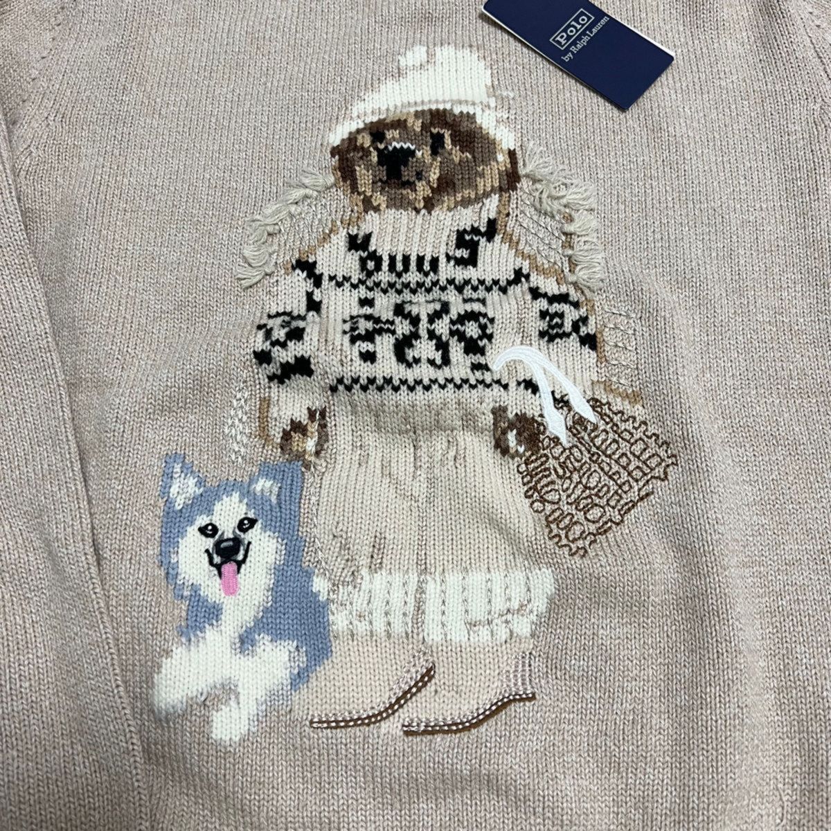 最終値下げ 激レア POLO ラルフローレン ポロベア ハスキー犬 ニット
