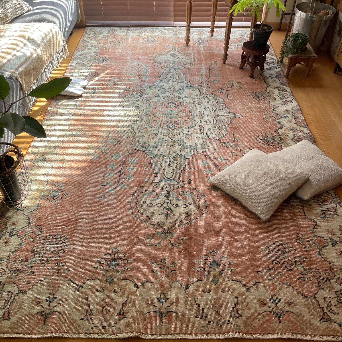 49.5×98 オレンジグラデーション メダリオン トルコヴィンテージラグ