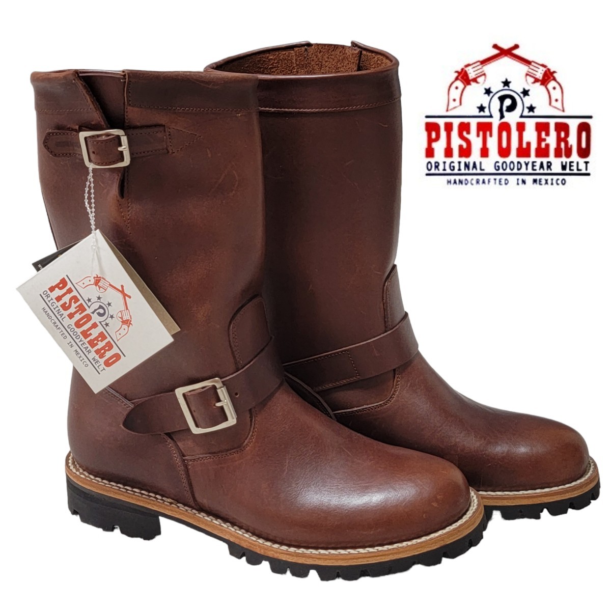 新品】メキシコ製 ピストレロ PISTOLERO エンジニアブーツ 102-04 茶