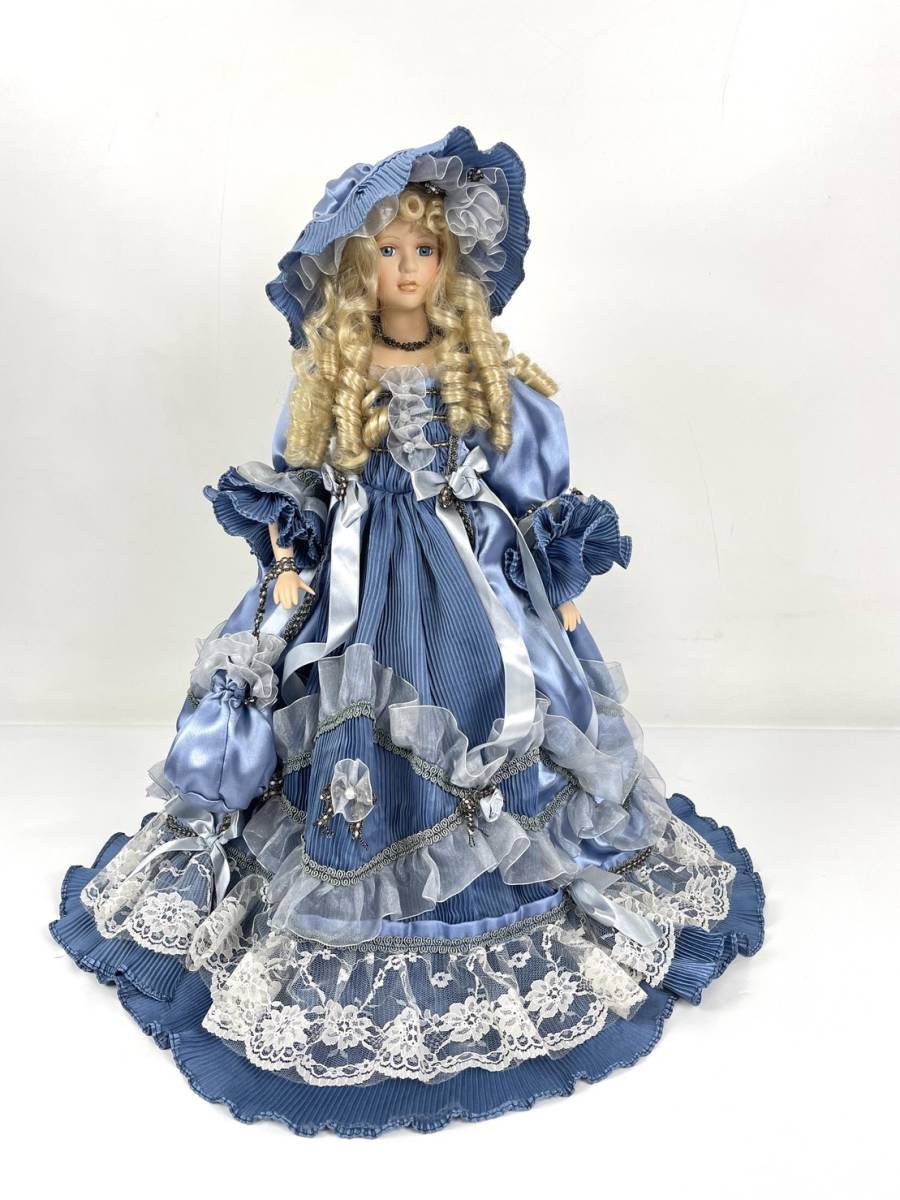 Yahoo!オークション - ビスクドール フランス人形 約57㎝ 青いドレス