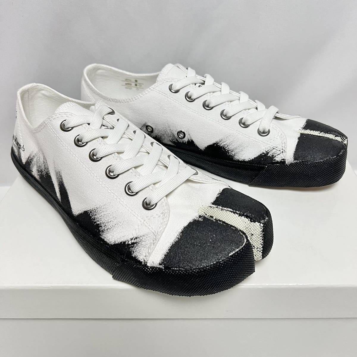 27cm 新品 レア メゾンマルジェラ タビ ペイント 加工 スニーカー 白