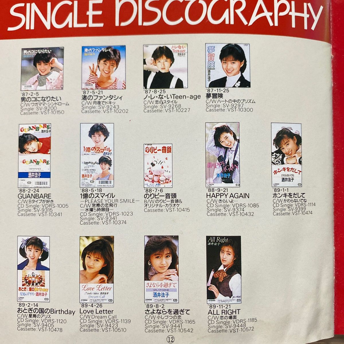 singles NORIKO BEST／酒井法子 希少ベストアルバム 1990年 セル版 全