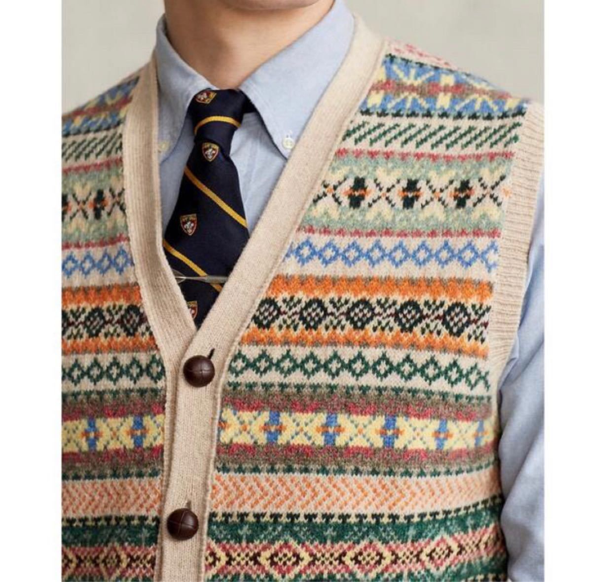 好配色 ポロラルフローレン カシミヤ フェアアイル ニットベスト S