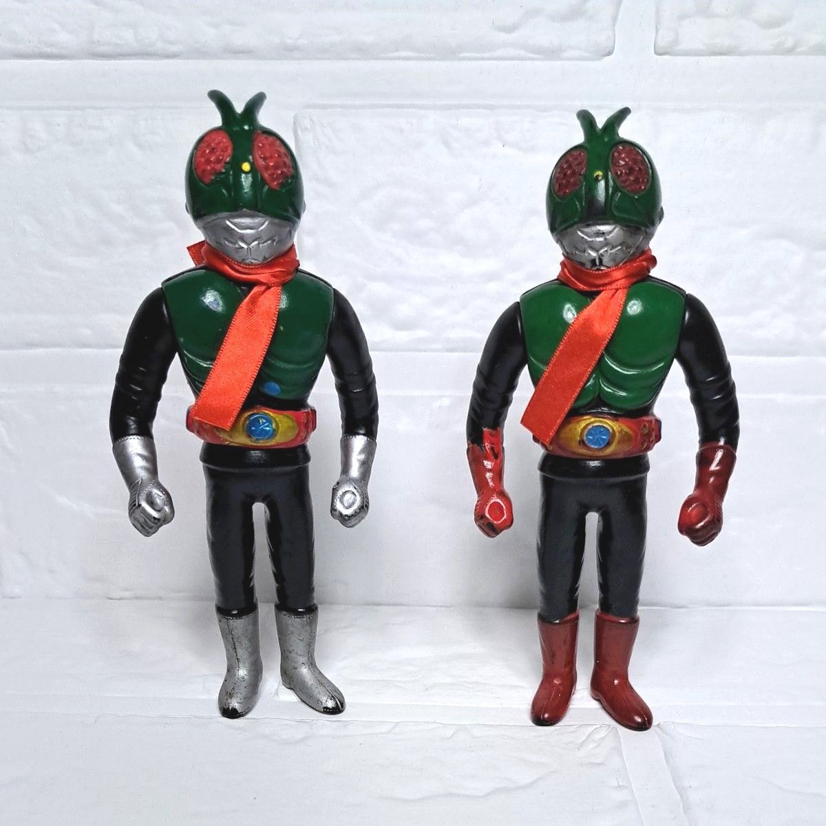 仮面ライダー 旧 1 号 2 号 希少ソフビ 2 体 セット ポピー 昭和レトロ