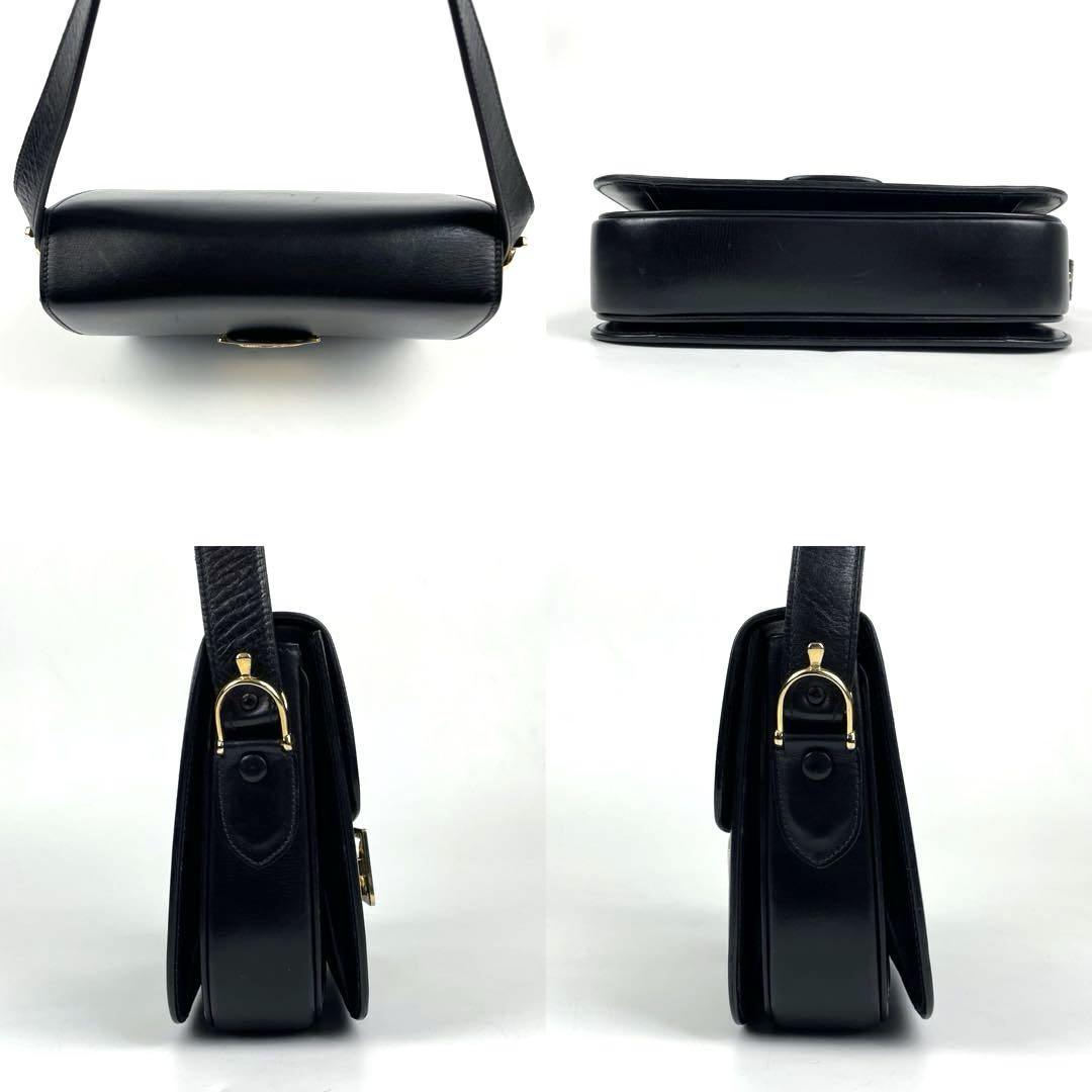 極美品 CELINE セリーヌ 馬車金具 ショルダーバッグ ボックスカーフ