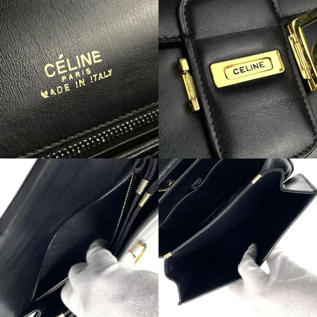 極美品 CELINE セリーヌ 馬車金具 ショルダーバッグ ボックスカーフ