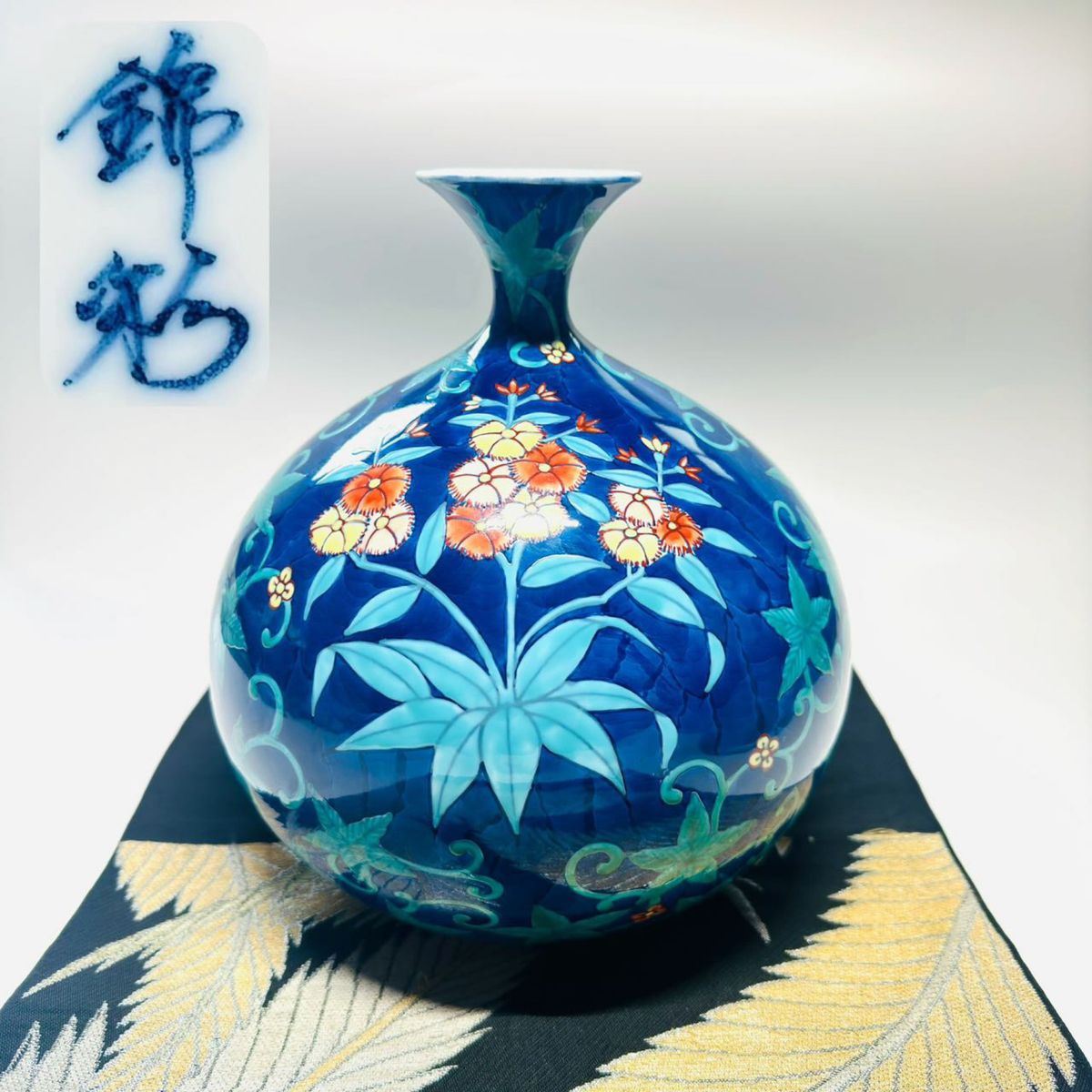 錦彩 壺 壷 藤井錦彩 ?? 飾り壷 在銘 大きい 錦彩 壺 壷 藤井錦彩