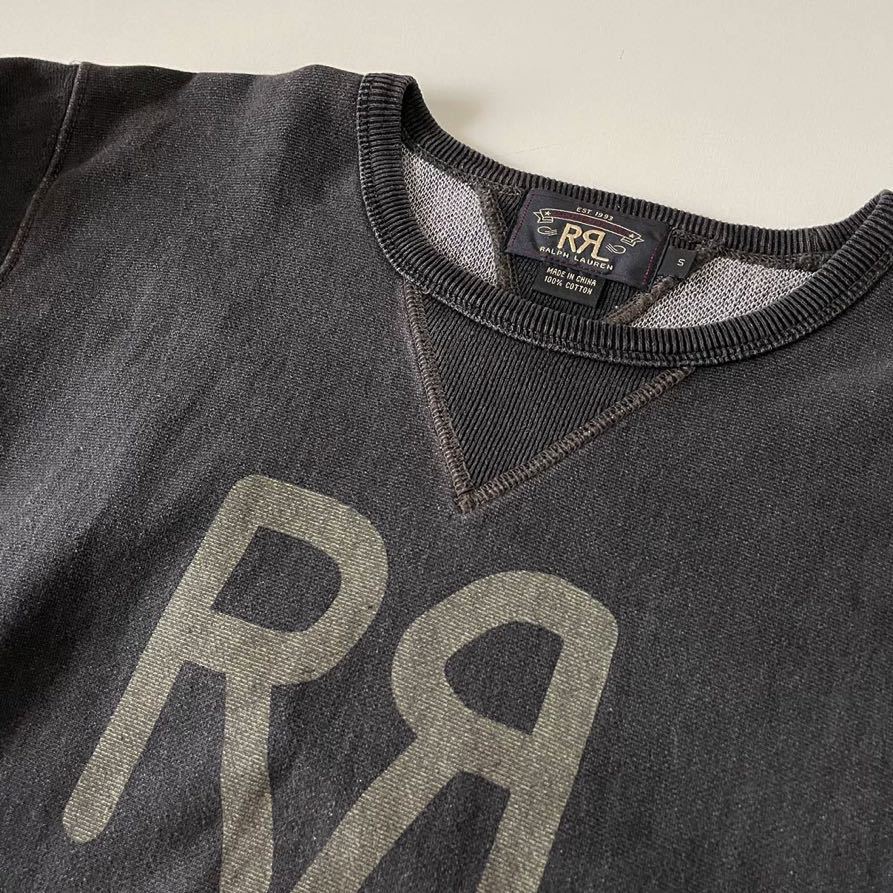 RRL “Black Indigo Logo Sweat” S インディゴ 黒 ブラック 両V ロゴ