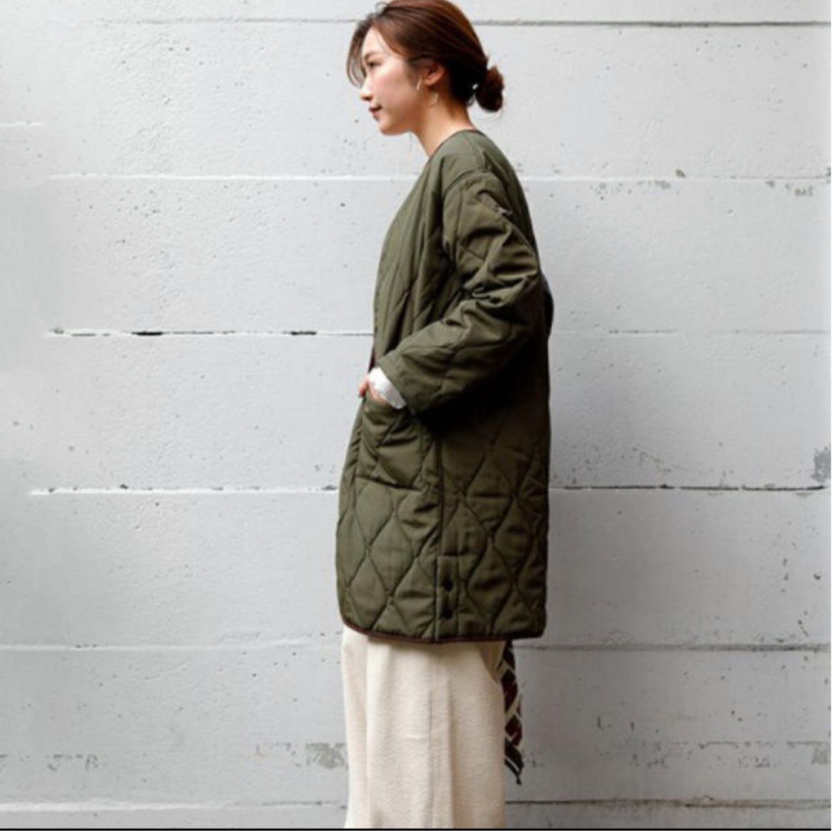 FREAKS STORE（フリークスストア） キルティングロングコート オリーブ