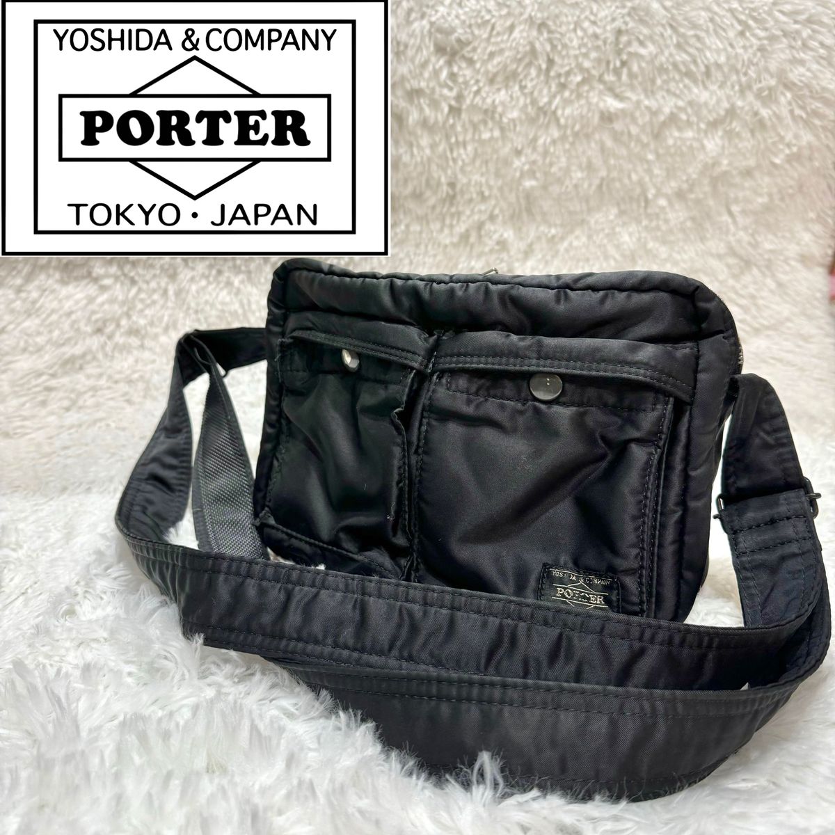 定価39600円】 美品 PORTER 2層式 タンカー ショルダーバッグ 黒
