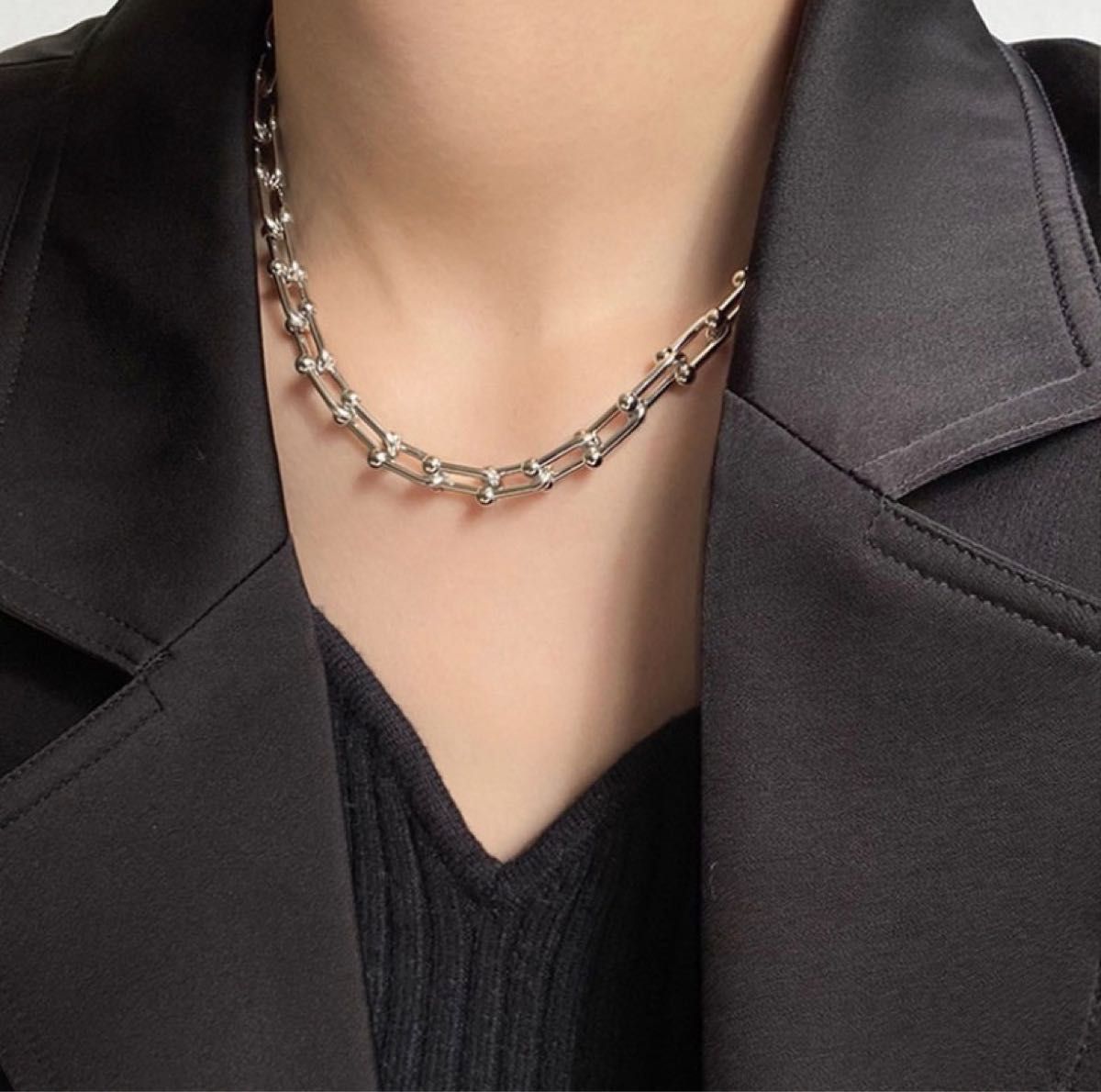 ハードウェア Uチェーン ネックレス メンズ レディース シルバー