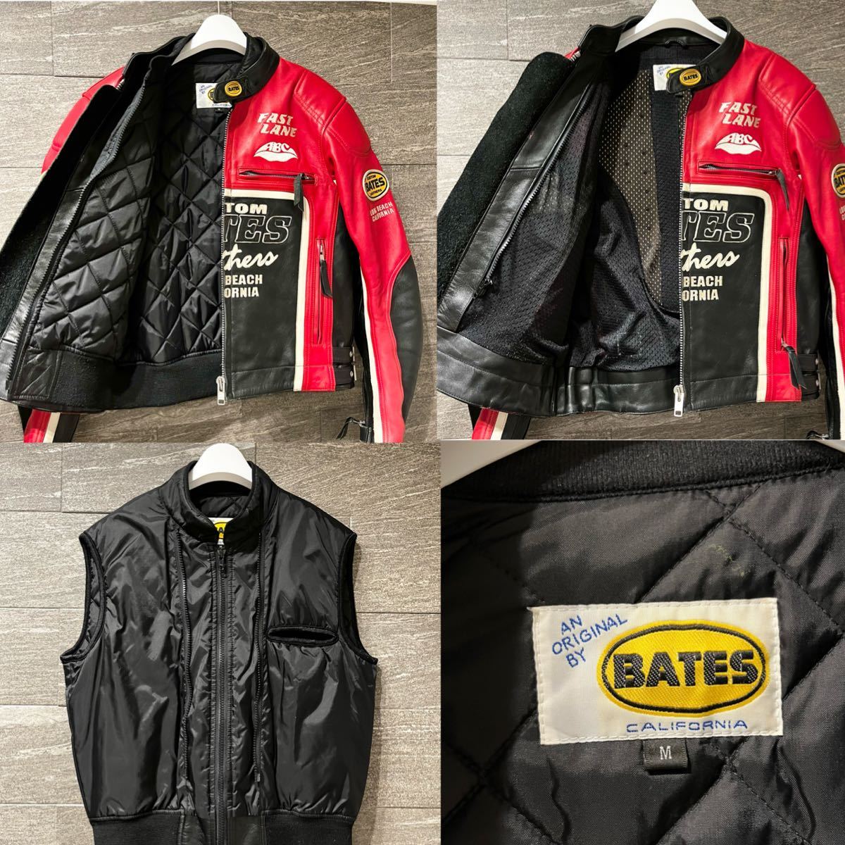 希少】 BATES レーシングスーツ ジャケット M レザー ベイツ 革