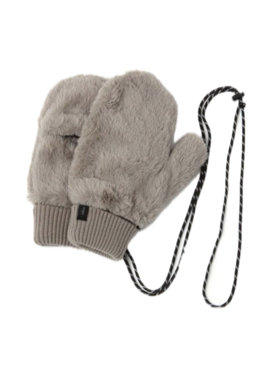 ニコアンド オリジナルフェイクファーボアストラップ付きミトン 手袋