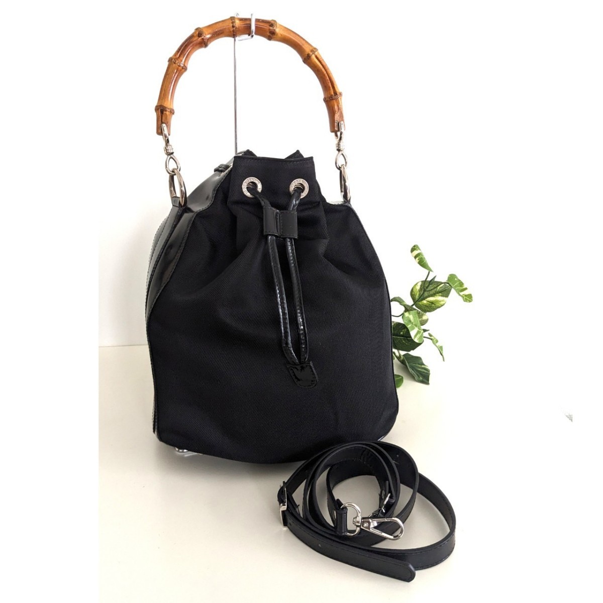 良品 GUCCI オールドグッチ バンブー ヴィンテージ 2way 巾着 バケツ