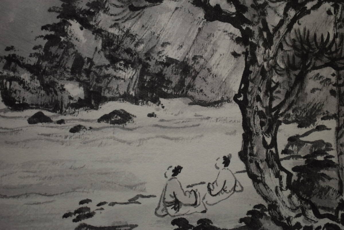 不詳/作者不詳/春景山水人物図/布袋屋掛軸HF-757