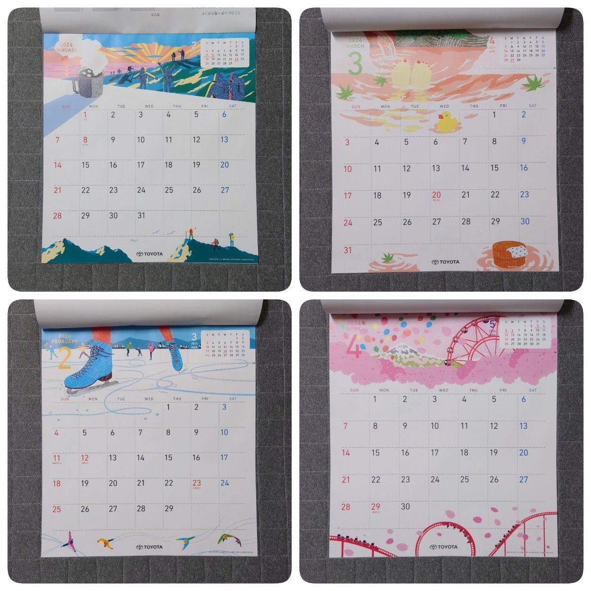 新品・未使用】 壁掛け 月めくり カレンダー トヨタ 2冊 ヤクルト 1冊