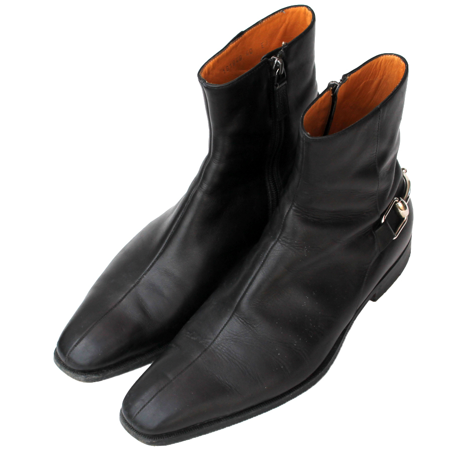 日本限定・箱付き GUCCI グッチ サイドジップブーツ 40=25 ホース