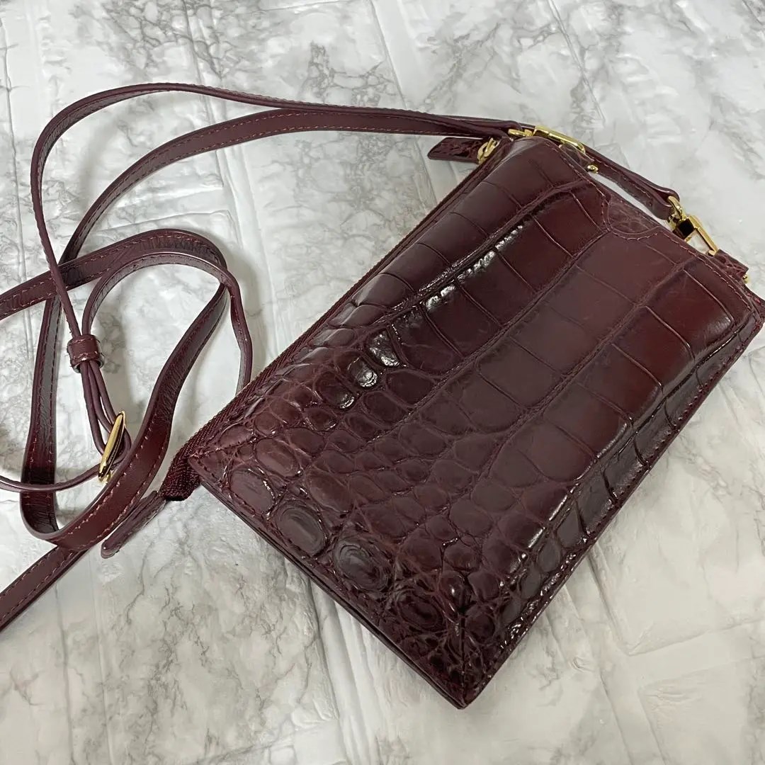 保管品 三宝製造 マットクロコダイル ショルダーバッグ スマホ