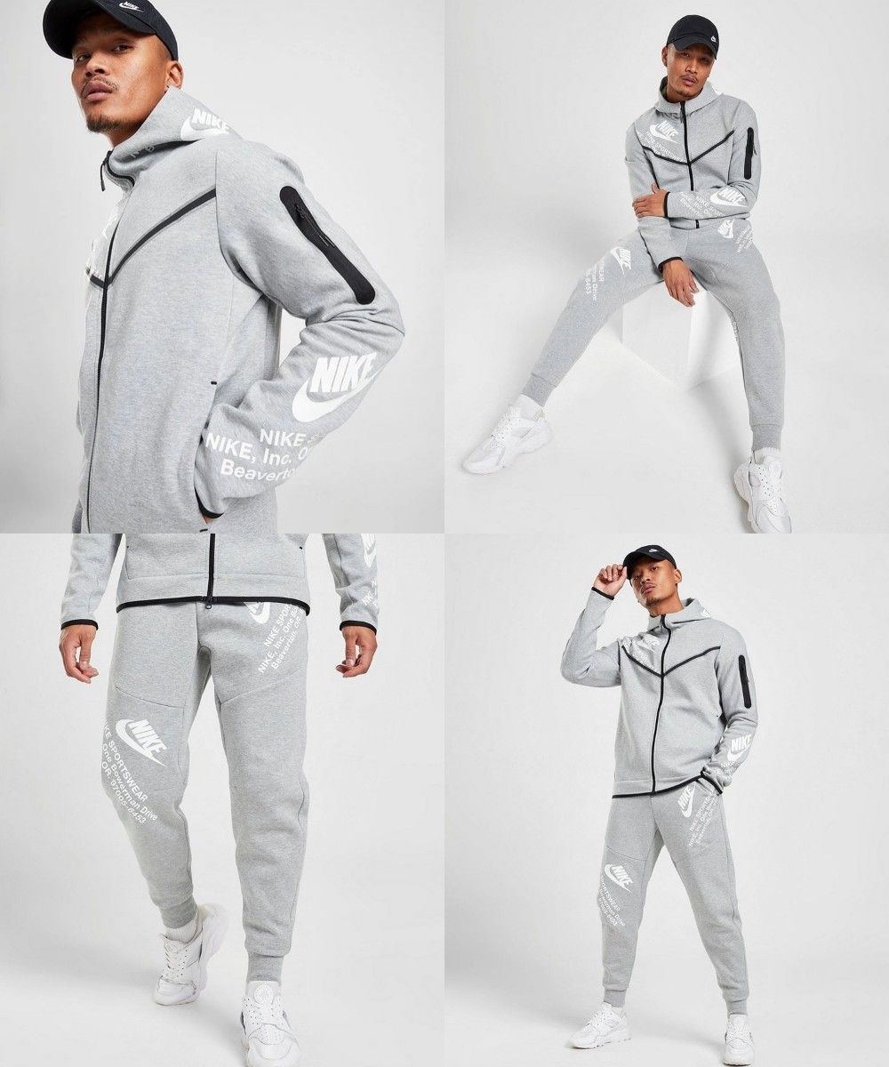 M ナイキ ロゴ テックフリース セットアップ グレー 新品 NIKE TECH