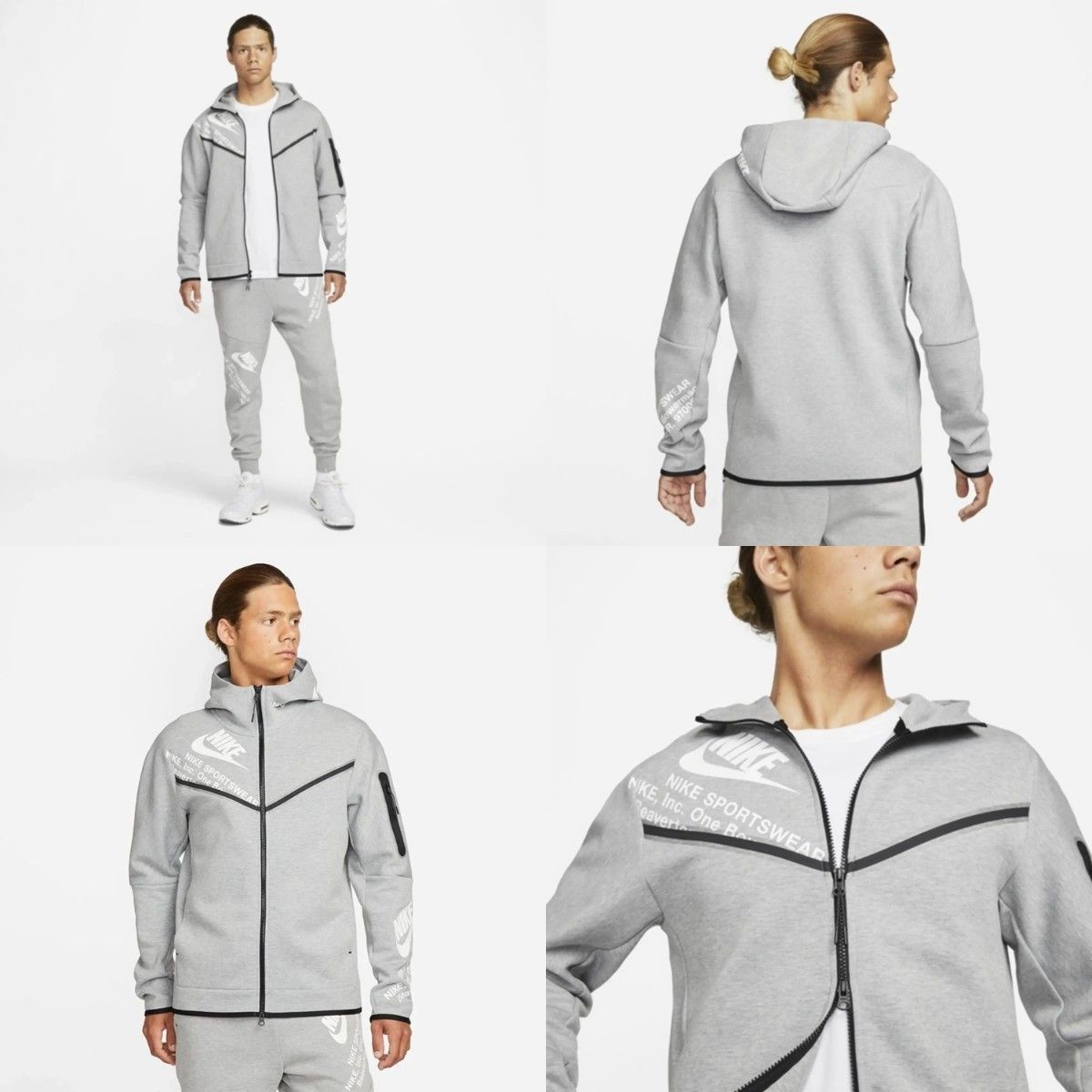 M ナイキ ロゴ テックフリース セットアップ グレー 新品 NIKE TECH