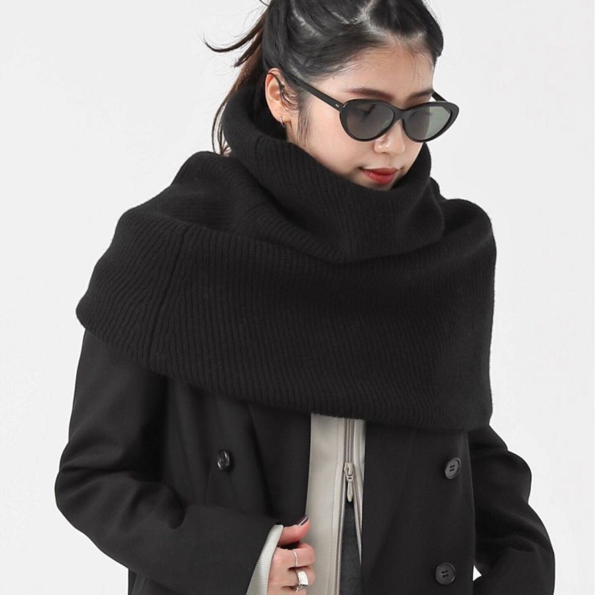 新品 未使用 タグ付 完売 AP STUDIO リブニットケープ ブラック