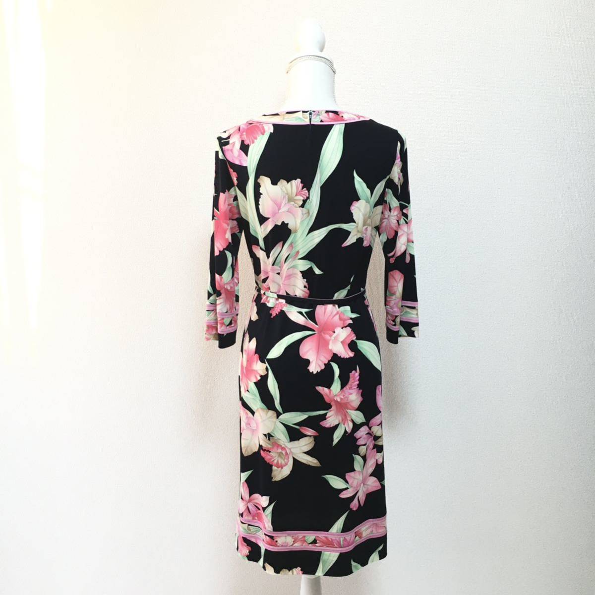 新品同様 LEONARD レオナール 近年モデル カンカン ベルト ワンピース