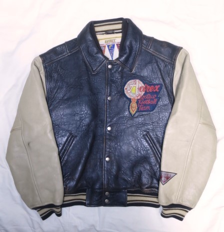 90s AVIREX アヴィレックス オールレザー 本革 スタジャン S ～ M