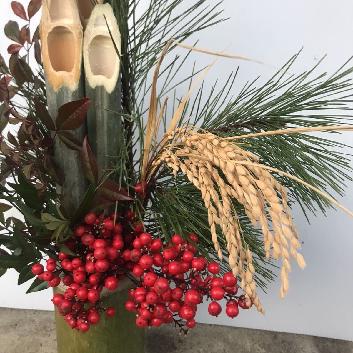 門松 ハンドメイド 無農薬 全て自然素材 1個 かどまつ クリスマス 稲穂