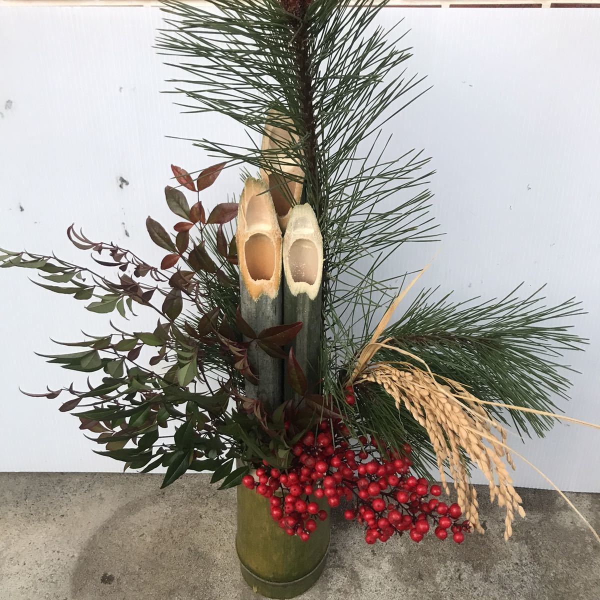 門松 ハンドメイド 無農薬 全て自然素材 1個 かどまつ クリスマス 稲穂