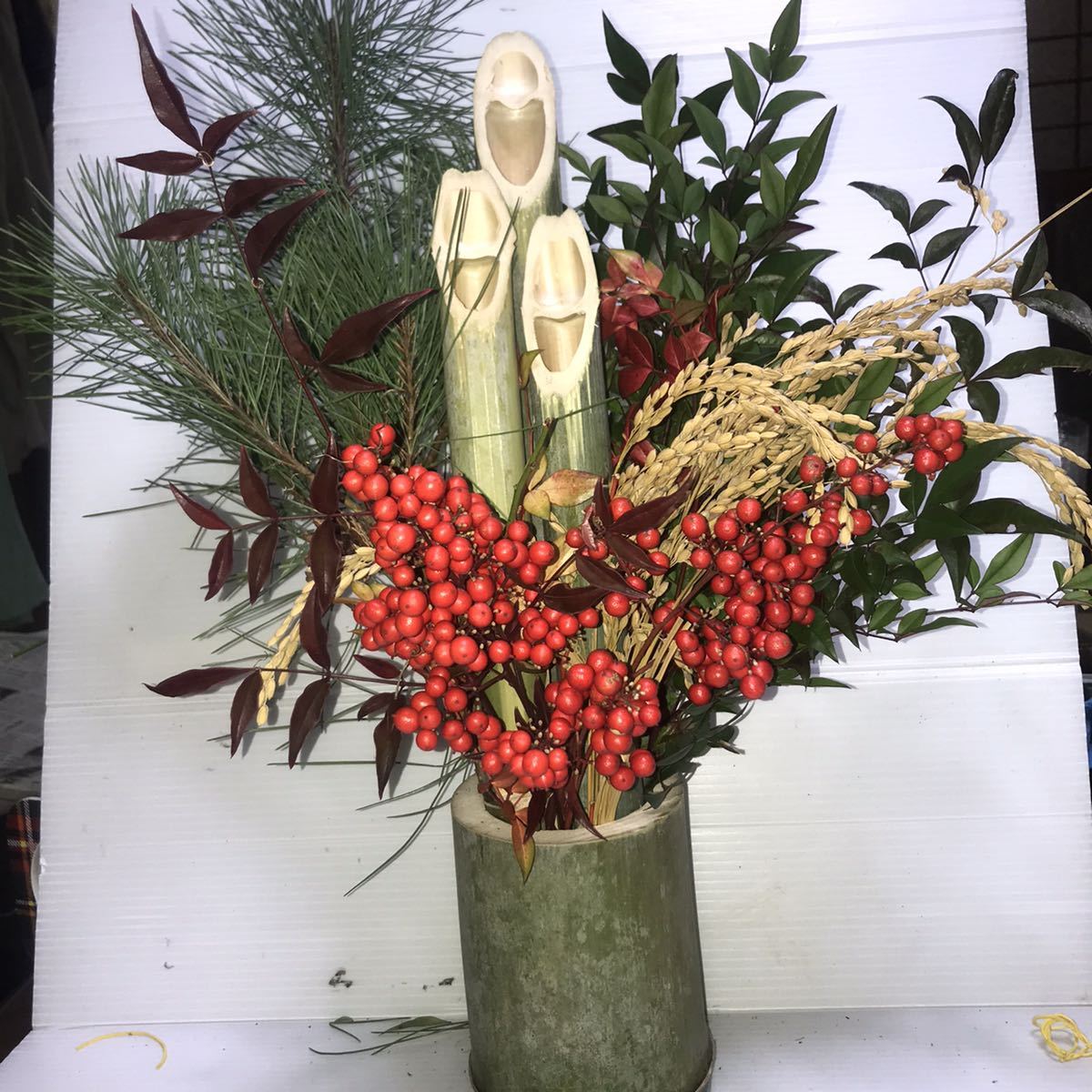 門松 ハンドメイド 無農薬 全て自然素材 1個 かどまつ クリスマス 稲穂