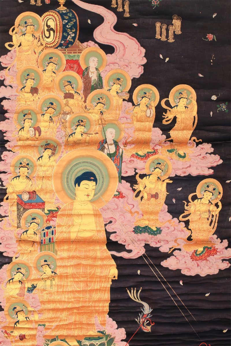 Yahoo!オークション - 【無盡蔵】【模写】「阿弥陀来迎図」肉筆仏画 阿