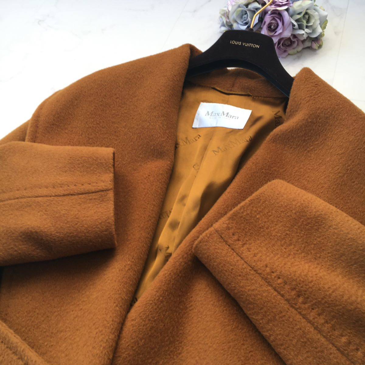 美品 白タグ MaxMara マックスマーラ 近年 キャメル100% コート 送料