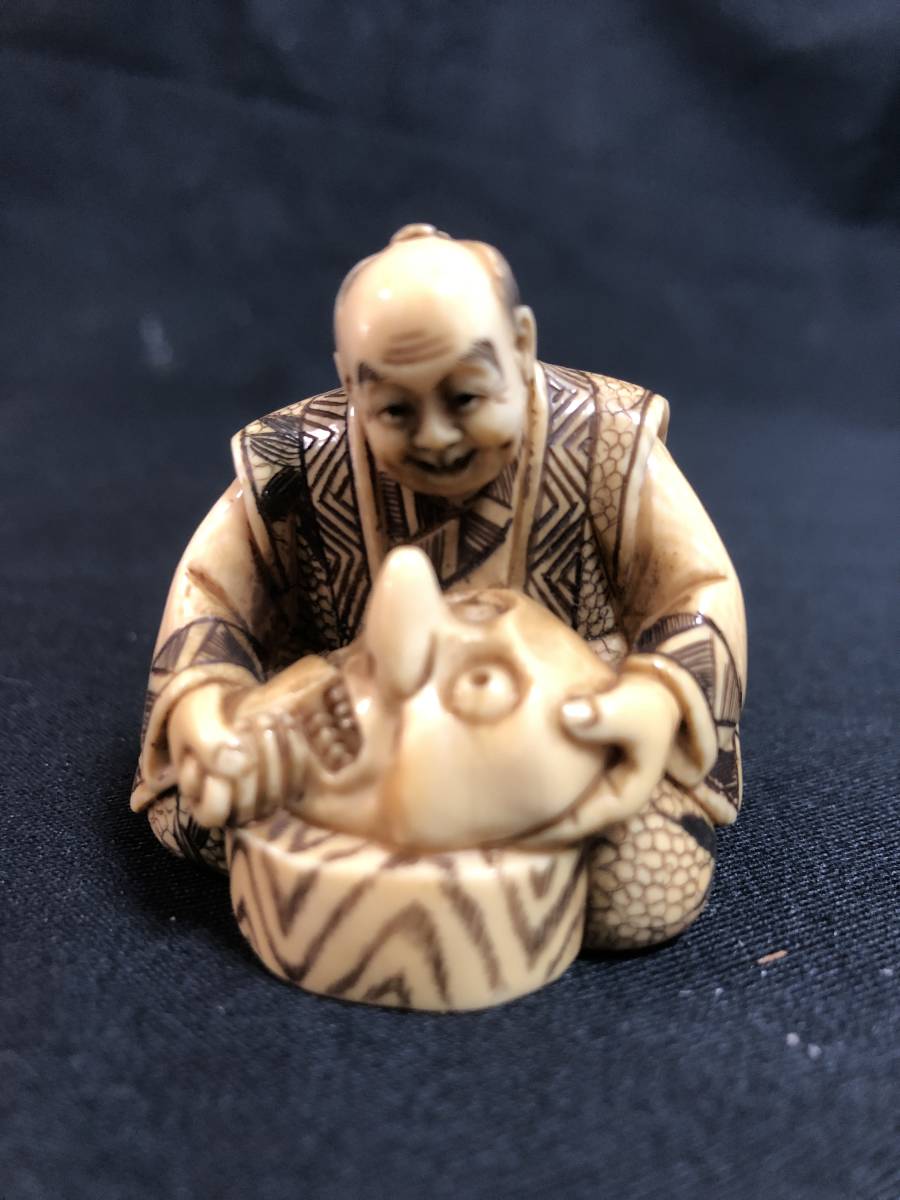 Yahoo!オークション - 【時代・珍品・お面職人 在銘 大振り・根付】提