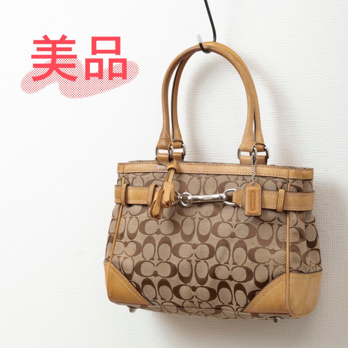 美品】COACH(コーチ)ハンプトンズ シグネチャー キャンバス レザー