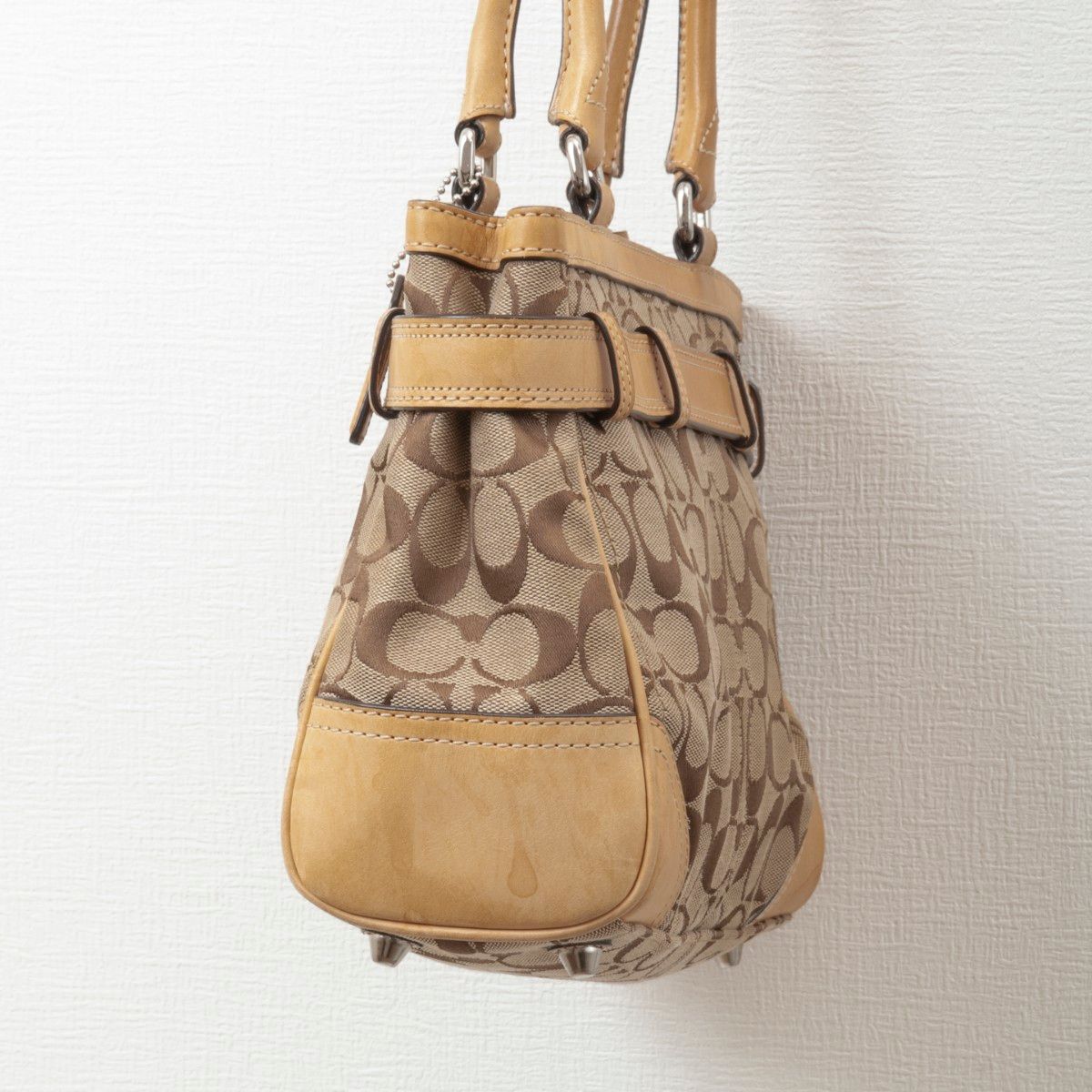 美品】COACH(コーチ)ハンプトンズ シグネチャー キャンバス レザー