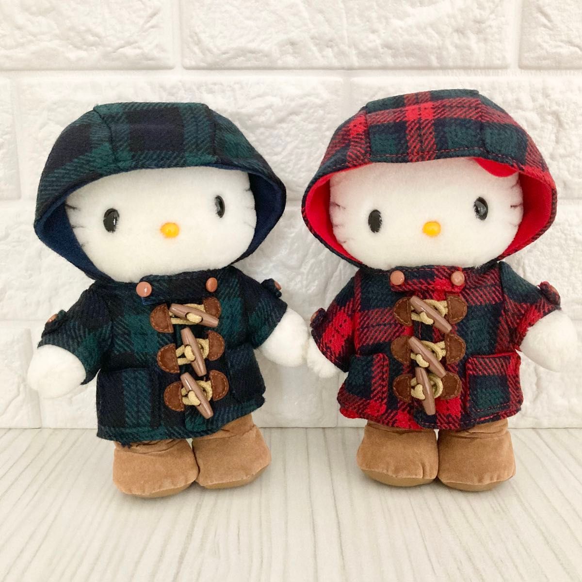 平成レトロハローキティダニエルダッフルコートブーツペアぬいぐるみ