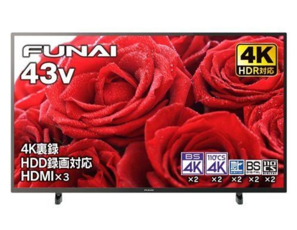 FUNAI フナイ 43V型 液晶テレビ FL-43U3130 4Kチューナー内蔵｜Yahoo