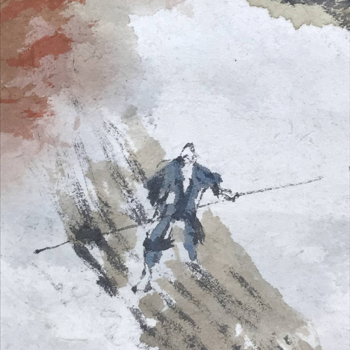 真作/藤井松山/秋景筏下り図/山水図/秋景山水図/掛軸☆宝船