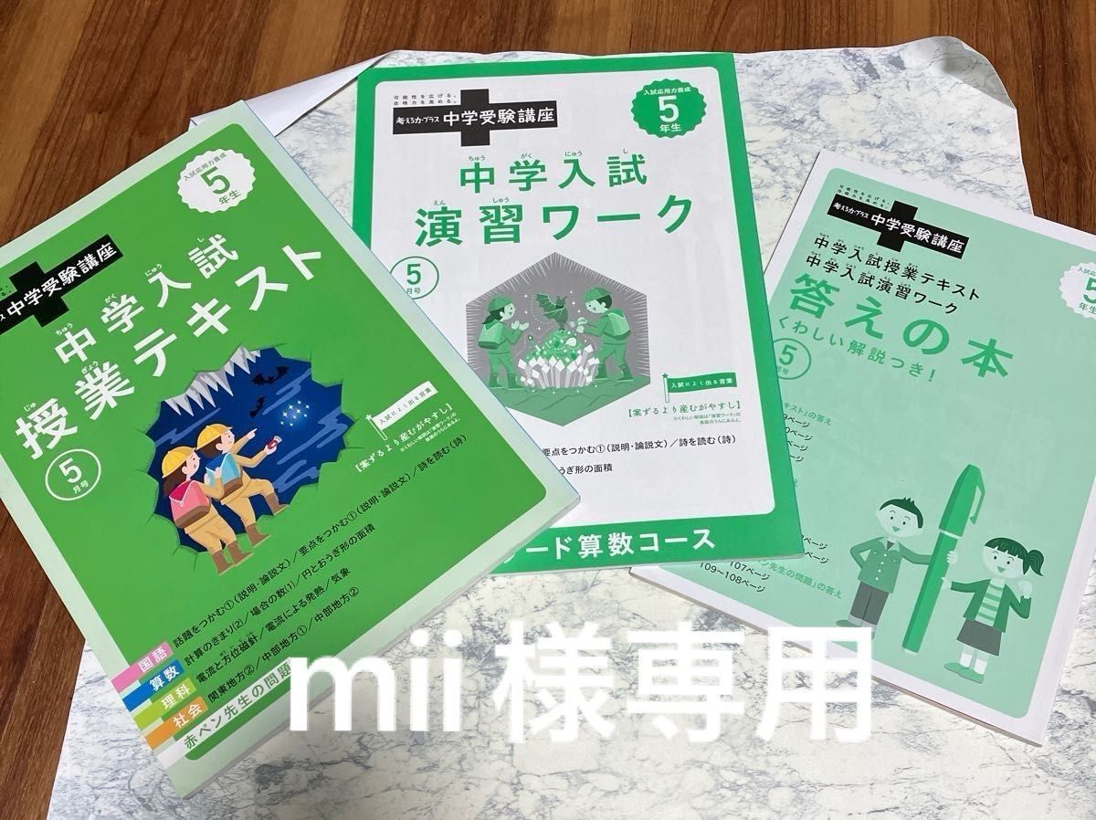 専用）進研ゼミ 中学受験講座 中学入試 演習ワーク 答えのセット 5年生