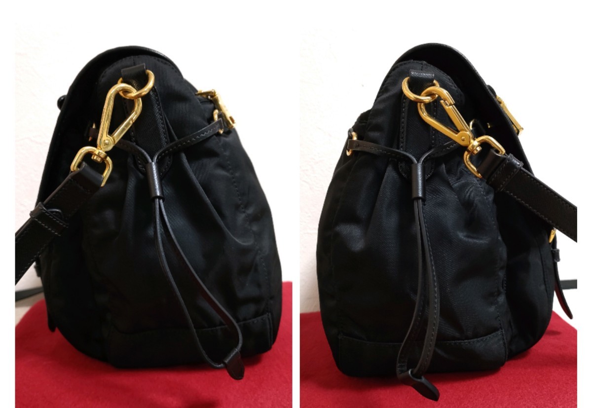 極美品 PRADA 斜め掛け ショルダーバッグ ゴールド ブラック プラダ