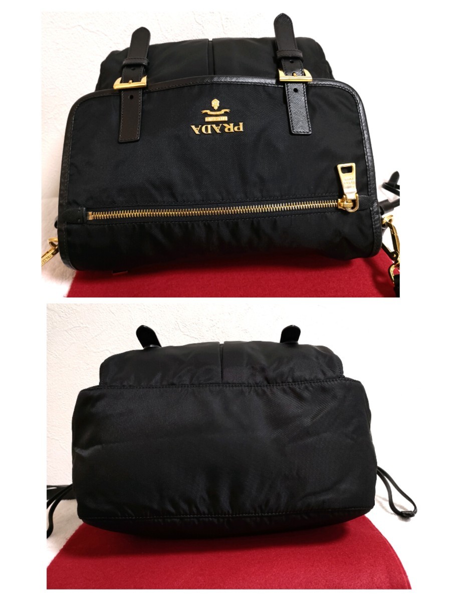 極美品 PRADA 斜め掛け ショルダーバッグ ゴールド ブラック プラダ