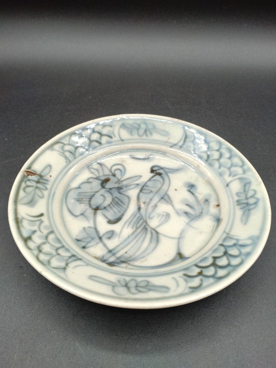 中国古玩 明時代 呉須 染付 皿 直径約15 6cm 古染付 【2-t】｜Yahoo