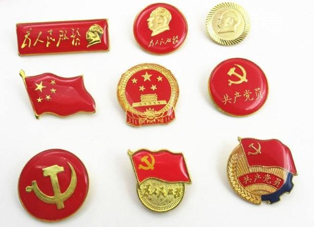 送料無料 毛沢東バッジ 共産党バッジ ピンバッジ 党員バッジ 国旗 国章