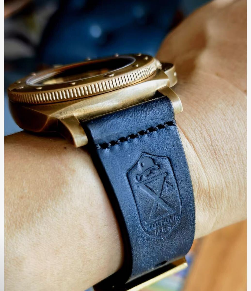 ハンドメイド パネライ など用 時計ベルト カーフレザー 20～26mm 尾錠付