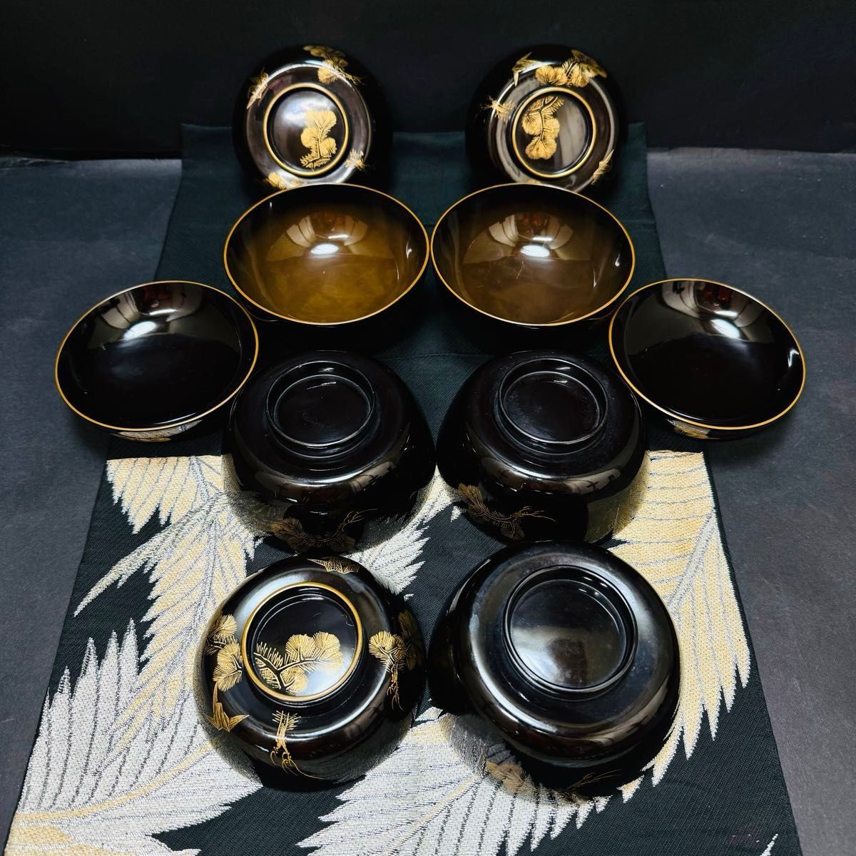 時代 極上 輪島塗 沈金蒔絵 煮椀 吸物椀 五客 木製 おすすめ品 漆器 輪島塗