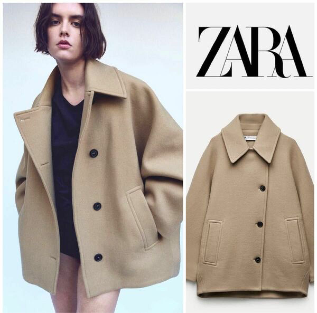 大人気 ZARA ZW COLLECTION ショート ウールブレンド コート XXS P