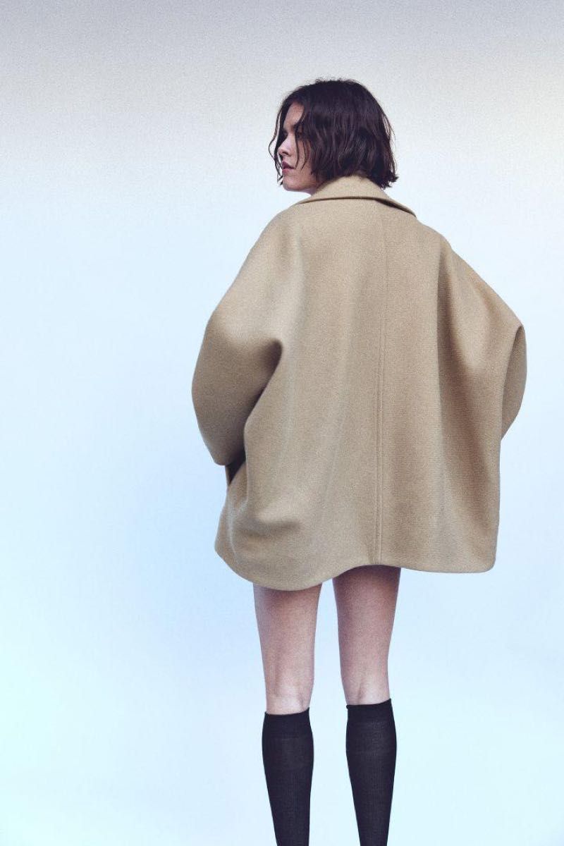 大人気 ZARA ZW COLLECTION ショート ウールブレンド コート XXS P