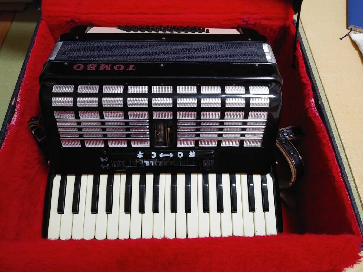 希少】オールブラック TOMBO トンボ アコーディオン T 48 ケース付