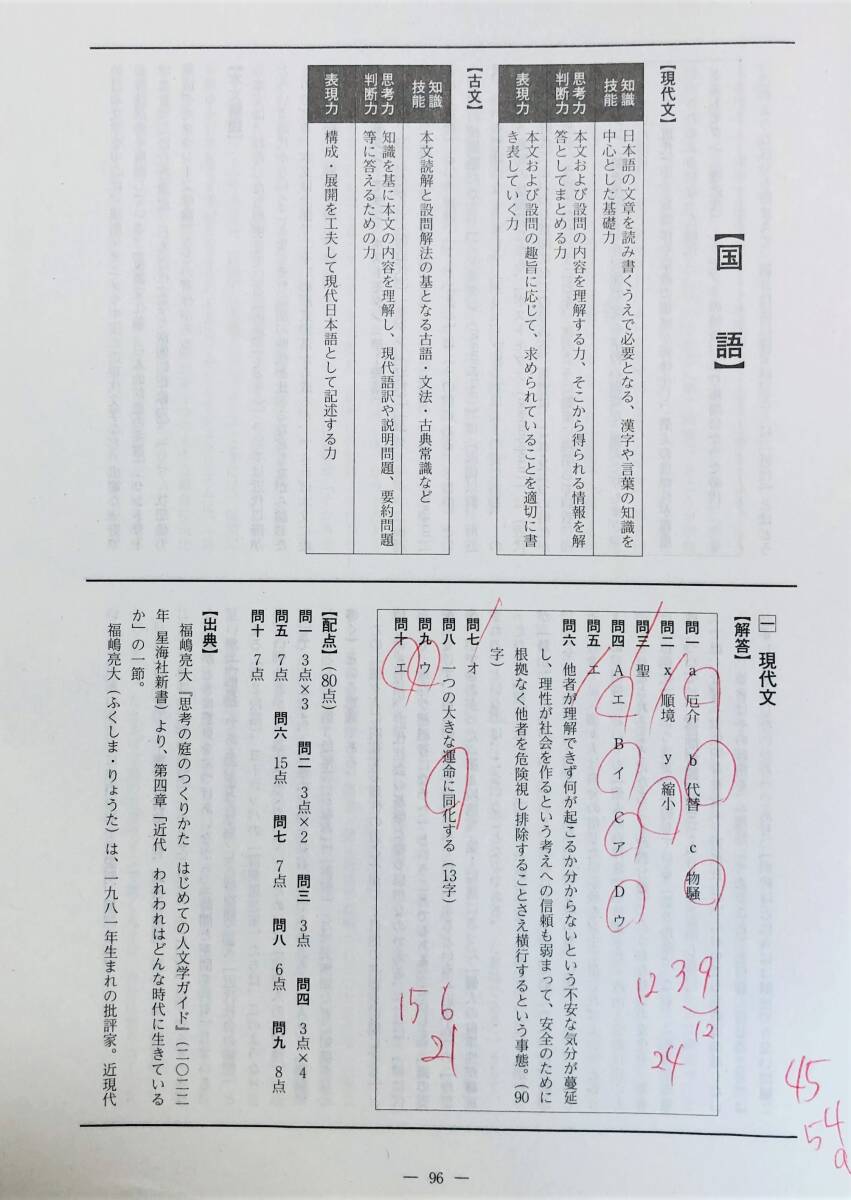 河合塾 2023年5月実施 第1回全統高1模試/英語/数学/国語(解答
